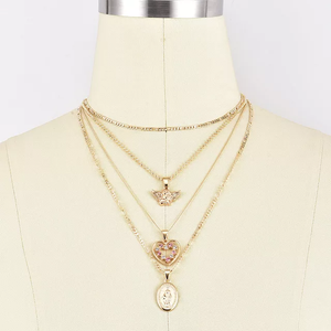 Layered Virgin Mary Gold Necklace