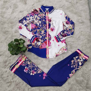 Fashion printed shirt trousers two-piece suit
