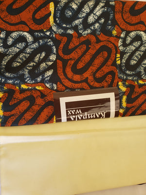 African Print Kampala Fabric (cream/wine)