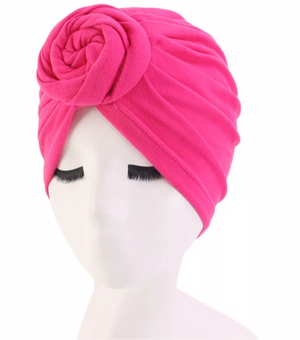 Pre-tied Solid Color Turban Headwrap (Hot Pink)