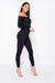 Black Long Sleeve Bardot Jumpsuit