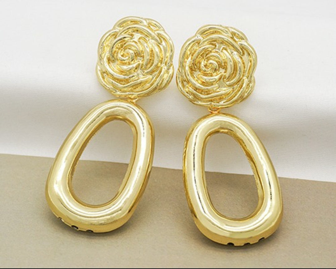 Gold Copper Statement Earrings