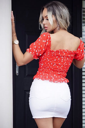 Daisy floral shirring top