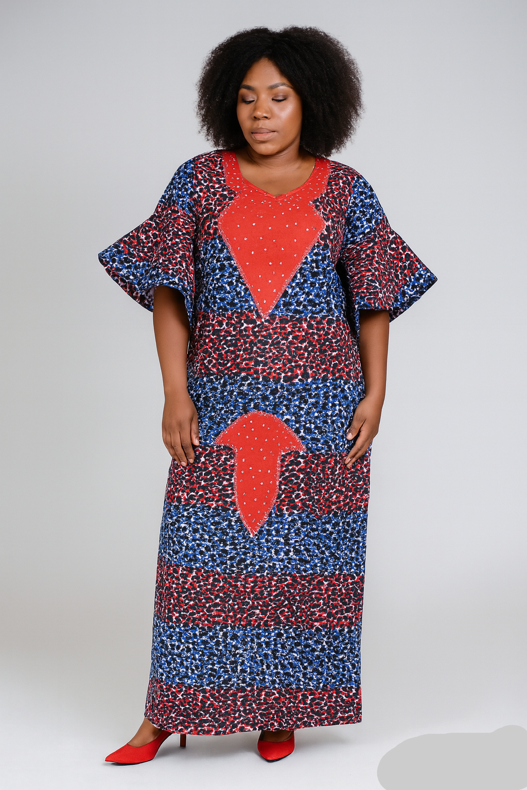 African Print Kaftan (Red/Blue)
