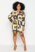 Tomi Shift Dress Shirt (white/dark blue/yellow)