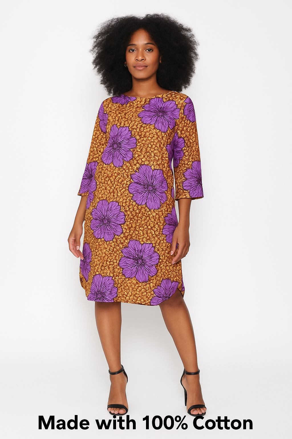 Tomi Shift Dress Shirt (Brown/lilac)