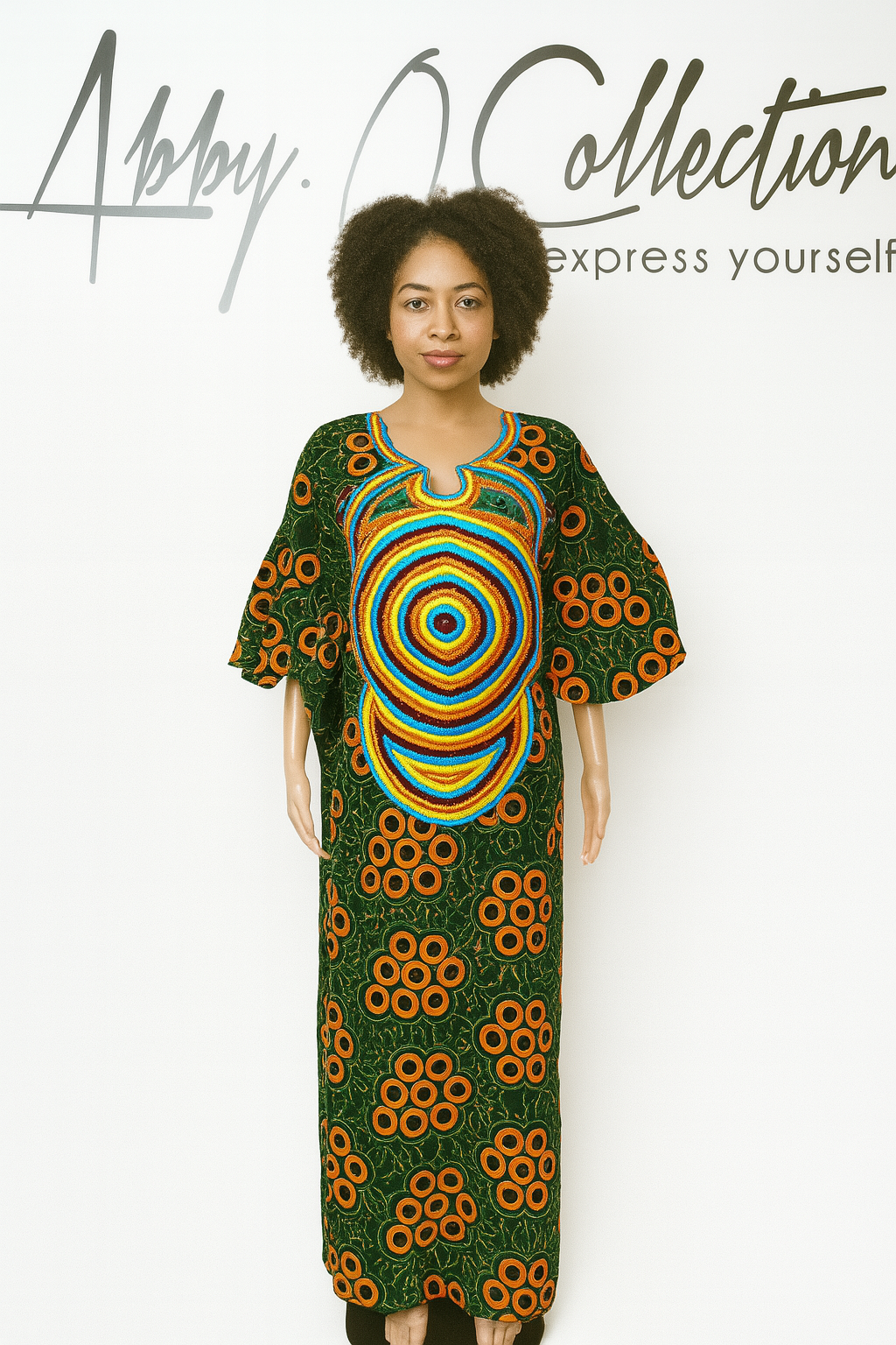 Fully Stoned Ankara Kaftan/Boubou Gown( Orange)
