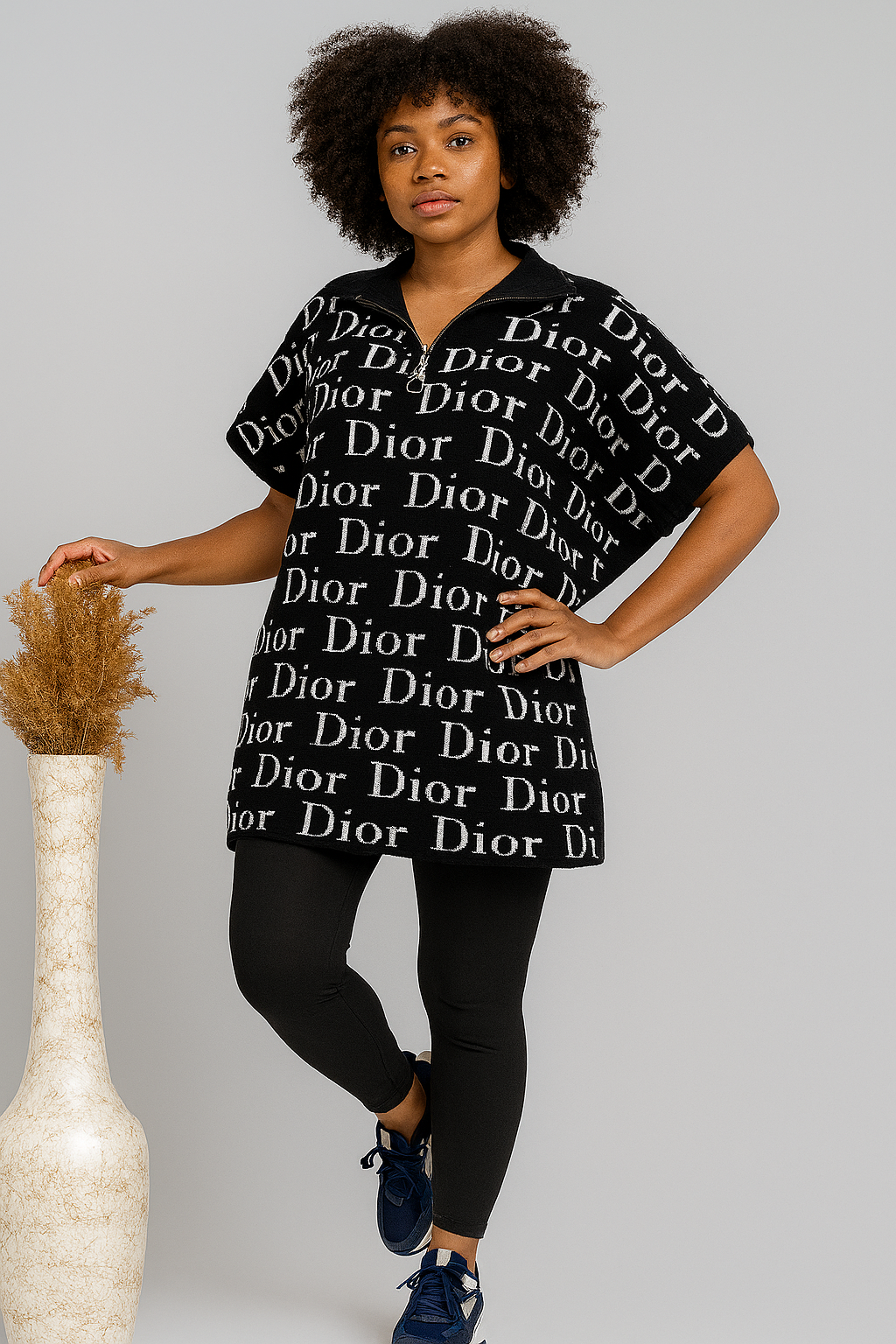 ZipUp Short Sleeve Knit Sweater