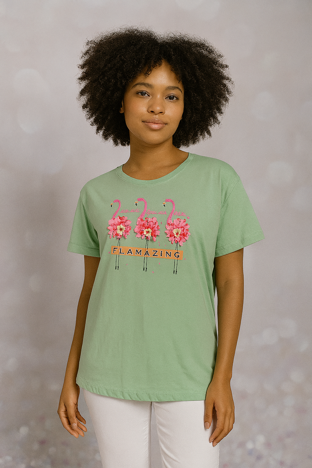 Flamingo T-shirt( mint green)