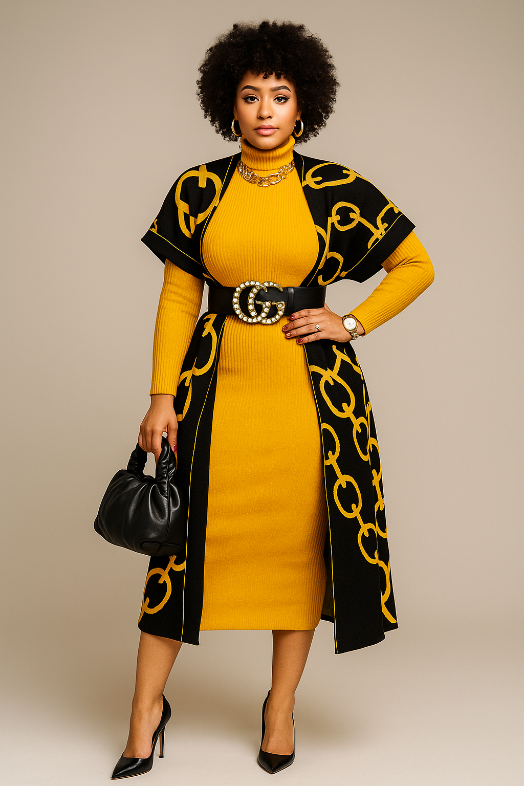 2 Piece Chain Turtleneck Dress