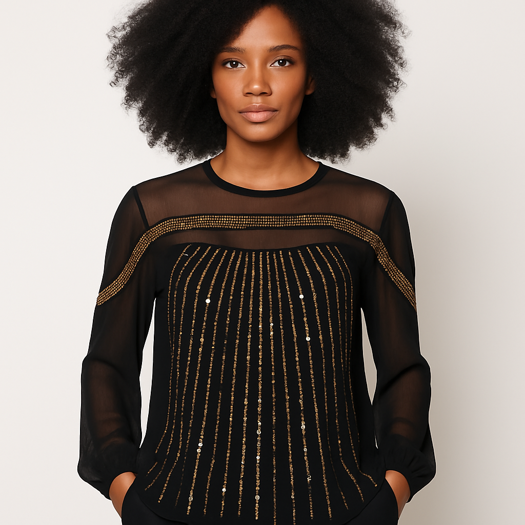 Beaded Gold and Black Blouse