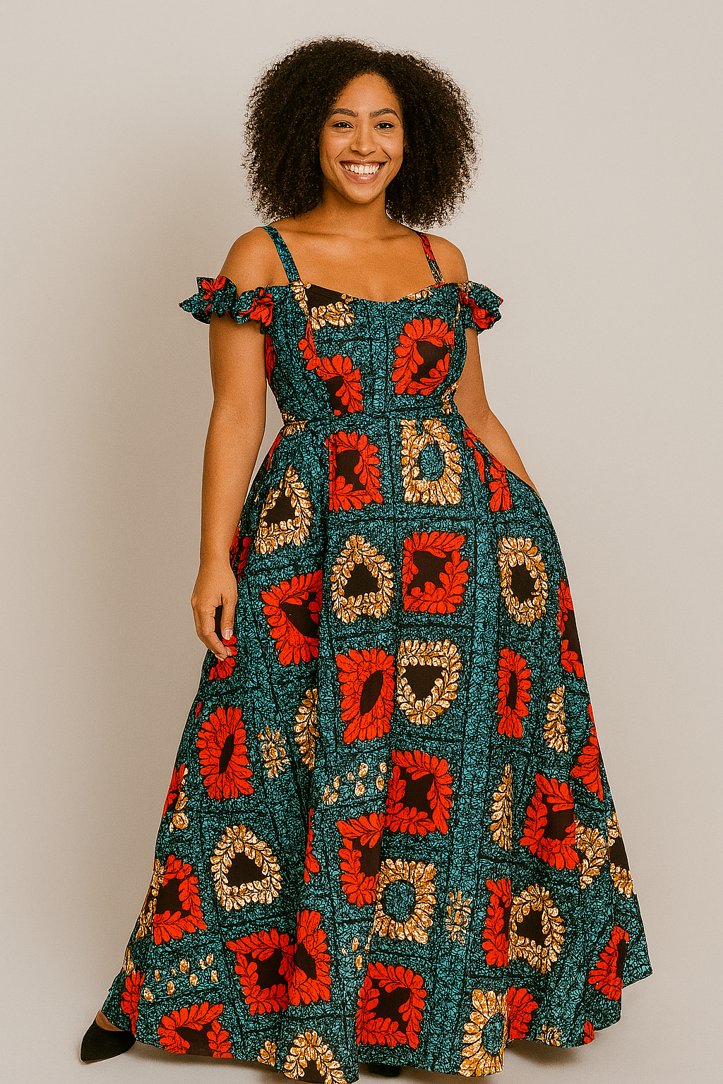 K Royalty Cold Shoulder Maxi Dress