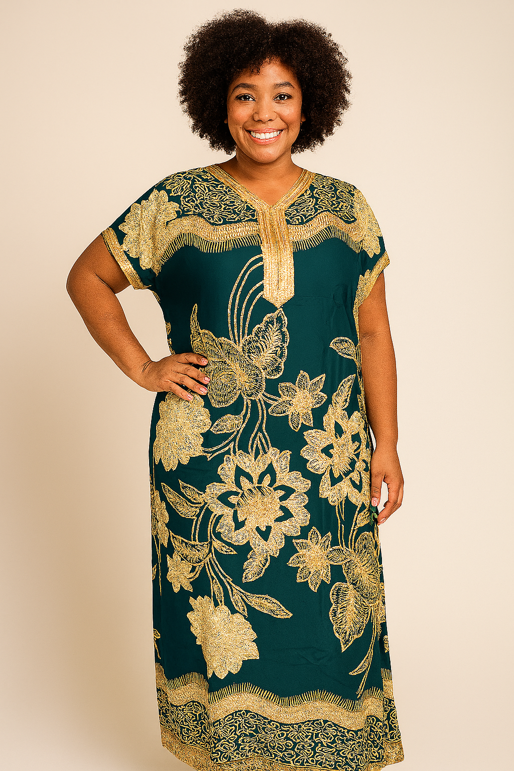 Shalom Kaftan Maxi Dress ( Green)