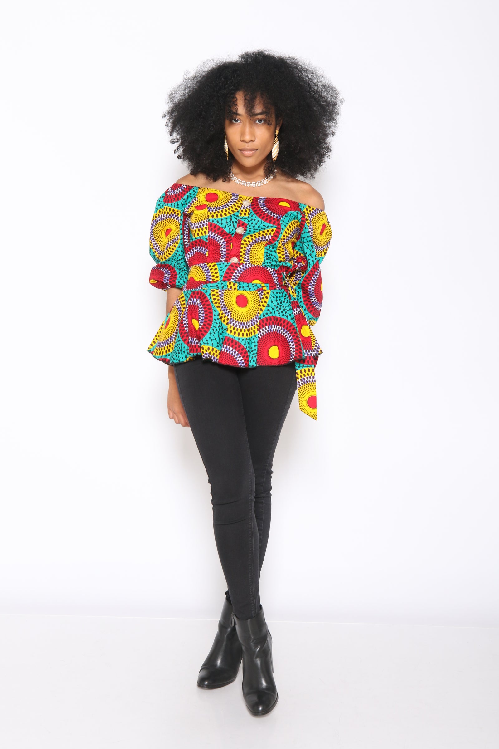 Imole off Shoulder peplum top ( Green/Red/Yellow)