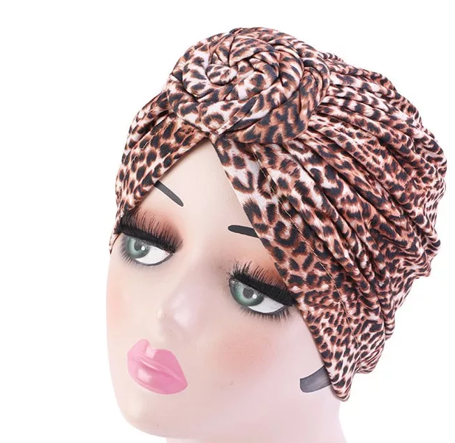 Pre-tied Turban headwrap Print ( Leopard Brown)