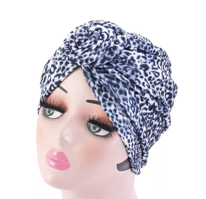 Pre-tied Turban headwrap Print (Leopard )