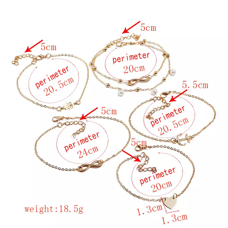 Gold Infinity Charm Anklet Bracelet