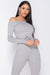 Grey Long Sleeve Bardot Jumpsuit