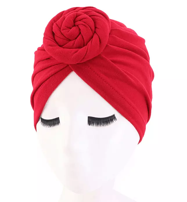 Pre-tied Solid Color Turban Headwrap ( Red)