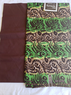 African Print Kampala Fabric (Green/brown)