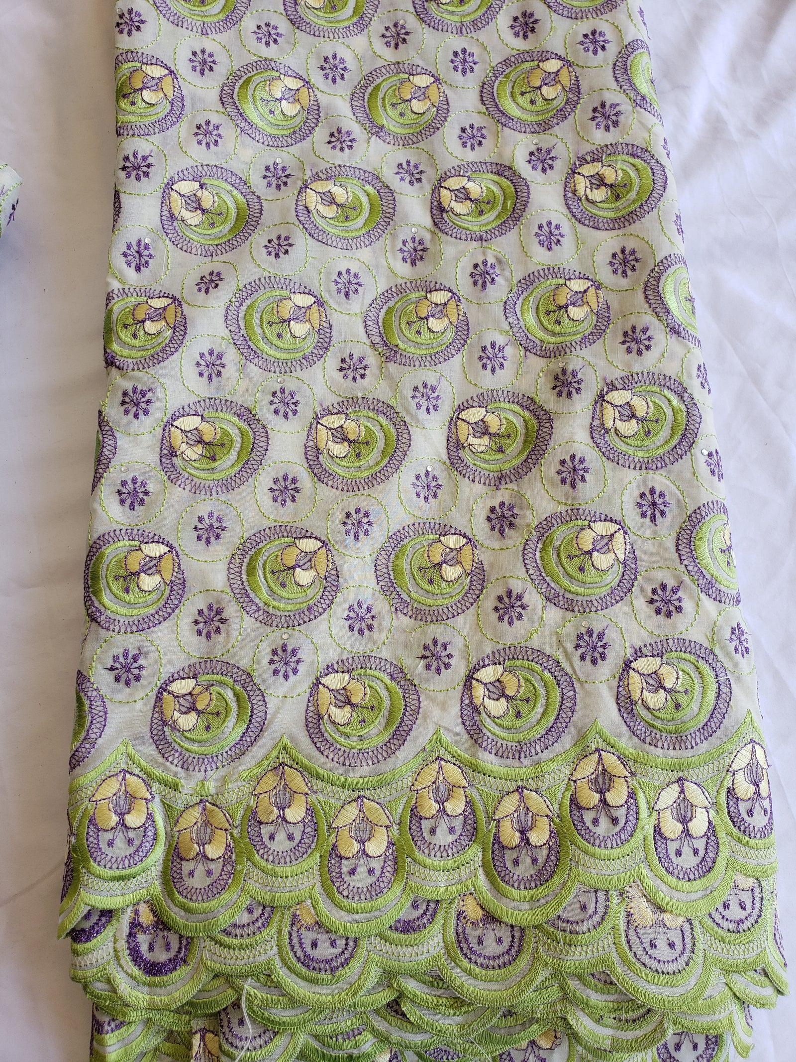 African Swiss voile lace (purple/lemon)