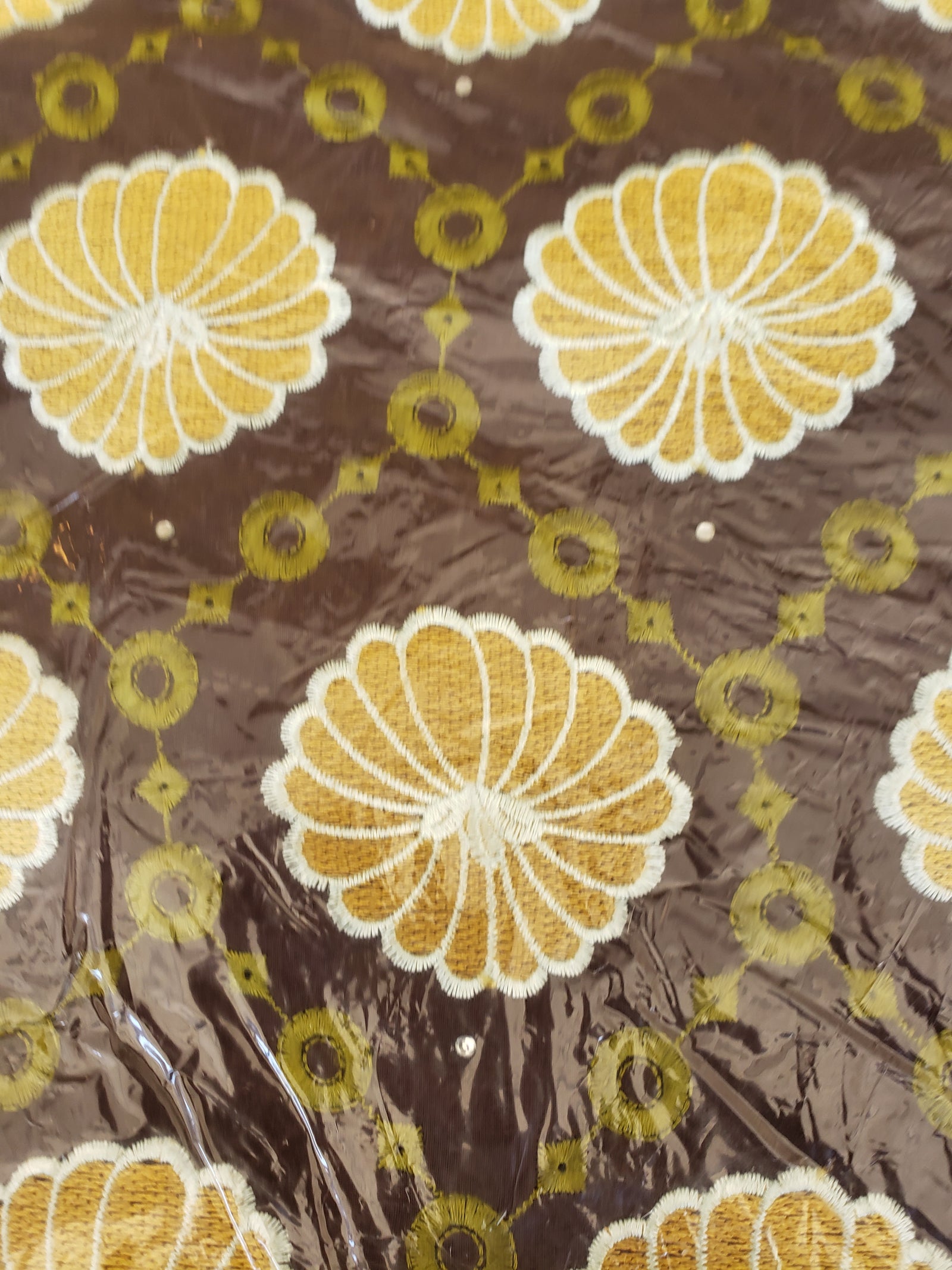 African Swiss voile lace (brown/cream)