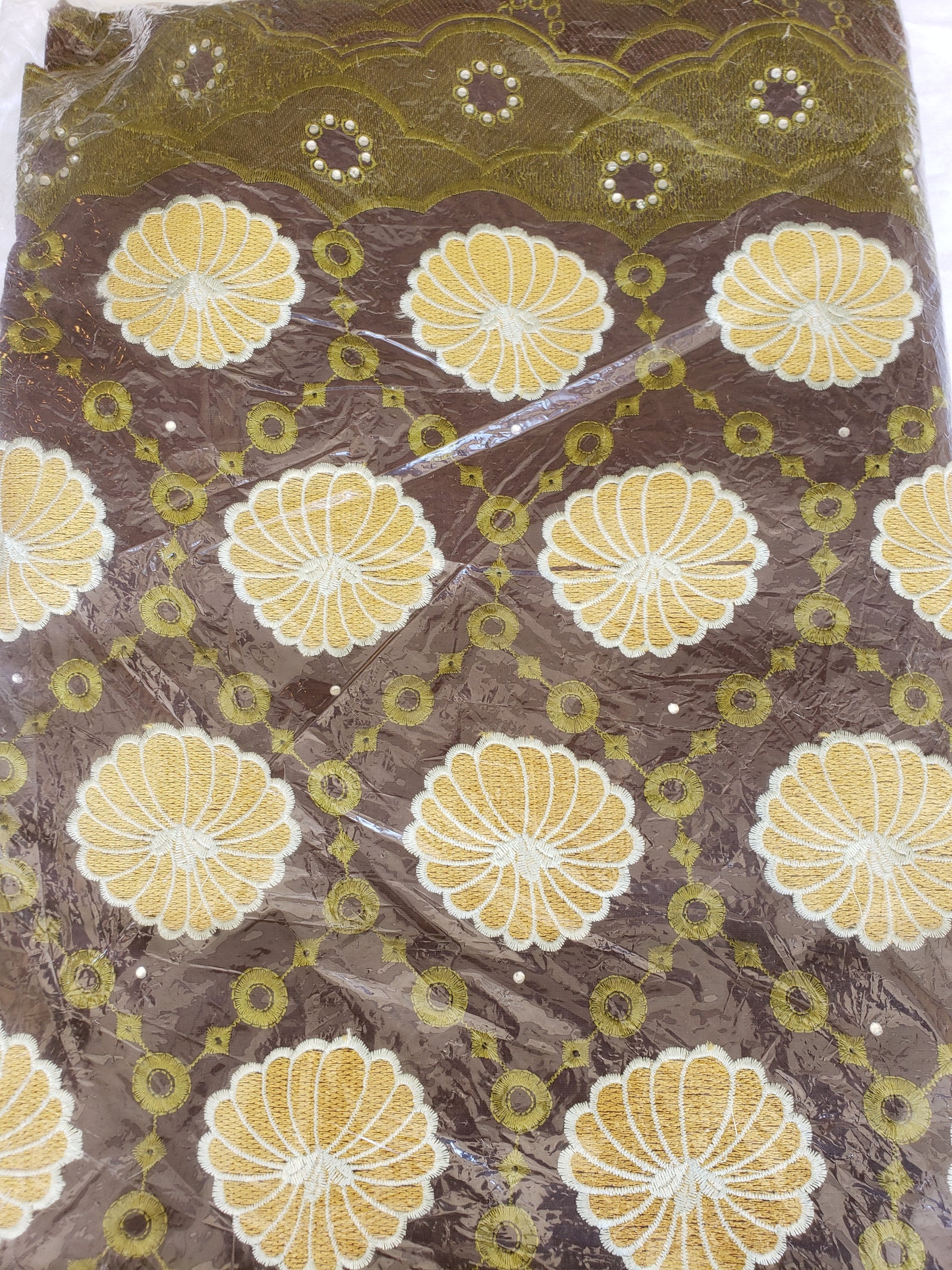 African Swiss voile lace (brown/cream)