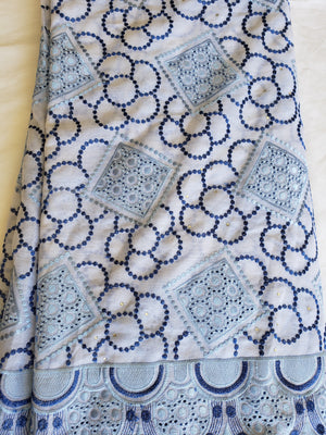 African Swiss voile lace (baby blue/white)