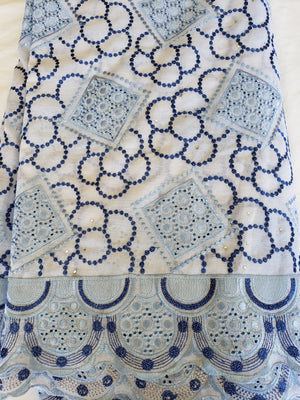 African Swiss voile lace (baby blue/white)