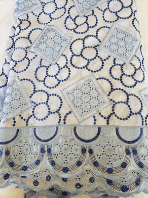 African Swiss voile lace (baby blue/white)