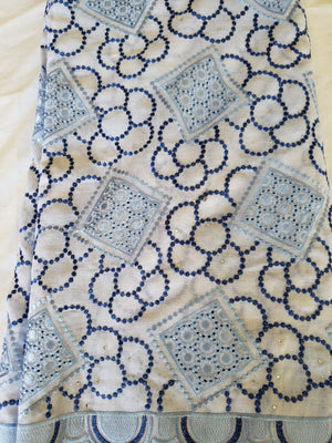 African Swiss voile lace (baby blue/white)