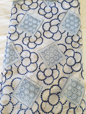 African Swiss voile lace (baby blue/white)