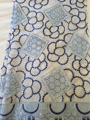 African Swiss voile lace (baby blue/white)