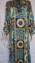 Arabian Print Neck Tie Caftan Dress with Swarovski Stones (Blue)