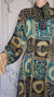 Arabian Print Neck Tie Caftan Dress with Swarovski Stones (Blue)