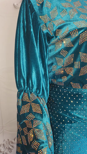 Elegant Italian Velvet Kimono with hoodie & Swarovski Stones
