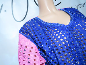 Fully Stoned Dry Lace Kaftan/Boubou Gown( Pink)