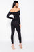 Black Long Sleeve Bardot Jumpsuit