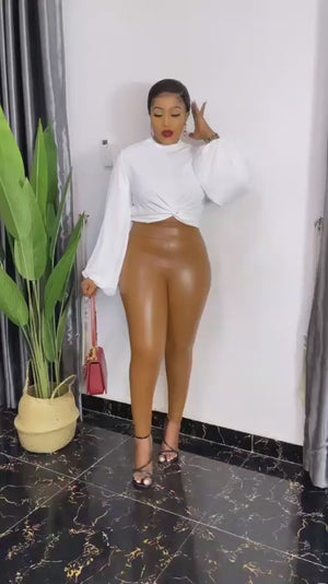 Pu-Leather leggings (Brown)