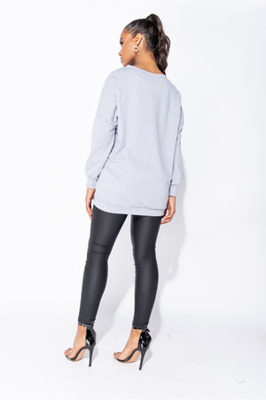 Coco Print Oversized Sweatshirt (Gray)
