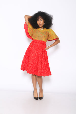 A-line butterfly Sleeve African print dress