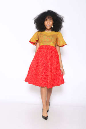 A-line butterfly Sleeve African print dress