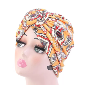 Pre-tied Turban Headwrap Print (Yellow)