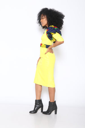 PUFF-SLEEVE SHEATH DRESS