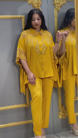 Woman King Caftan Pant Set (Yellow)