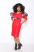 PUFF-SLEEVE SHEATH DRESS