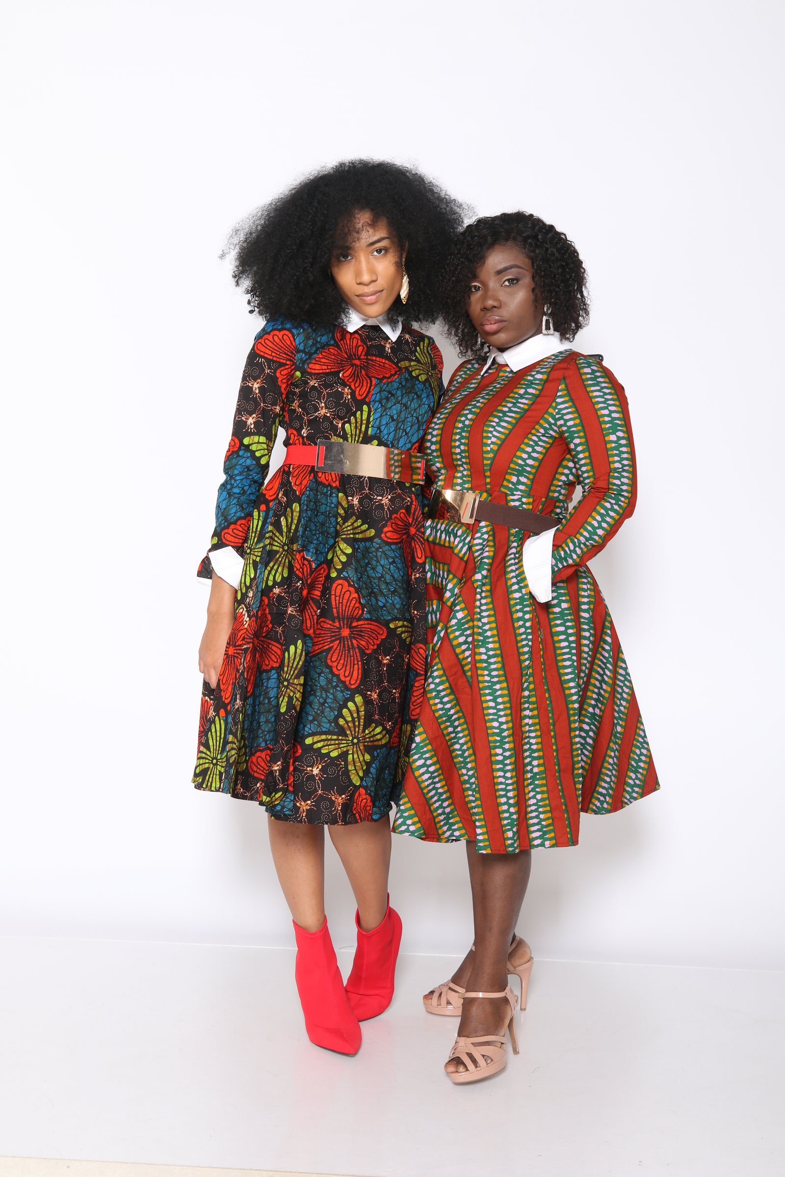 TJ Contrast Collar Dress (Orange/Green)