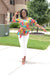 Nanila mock-neck lace ruffle blouse ( Red/White/Yellow)