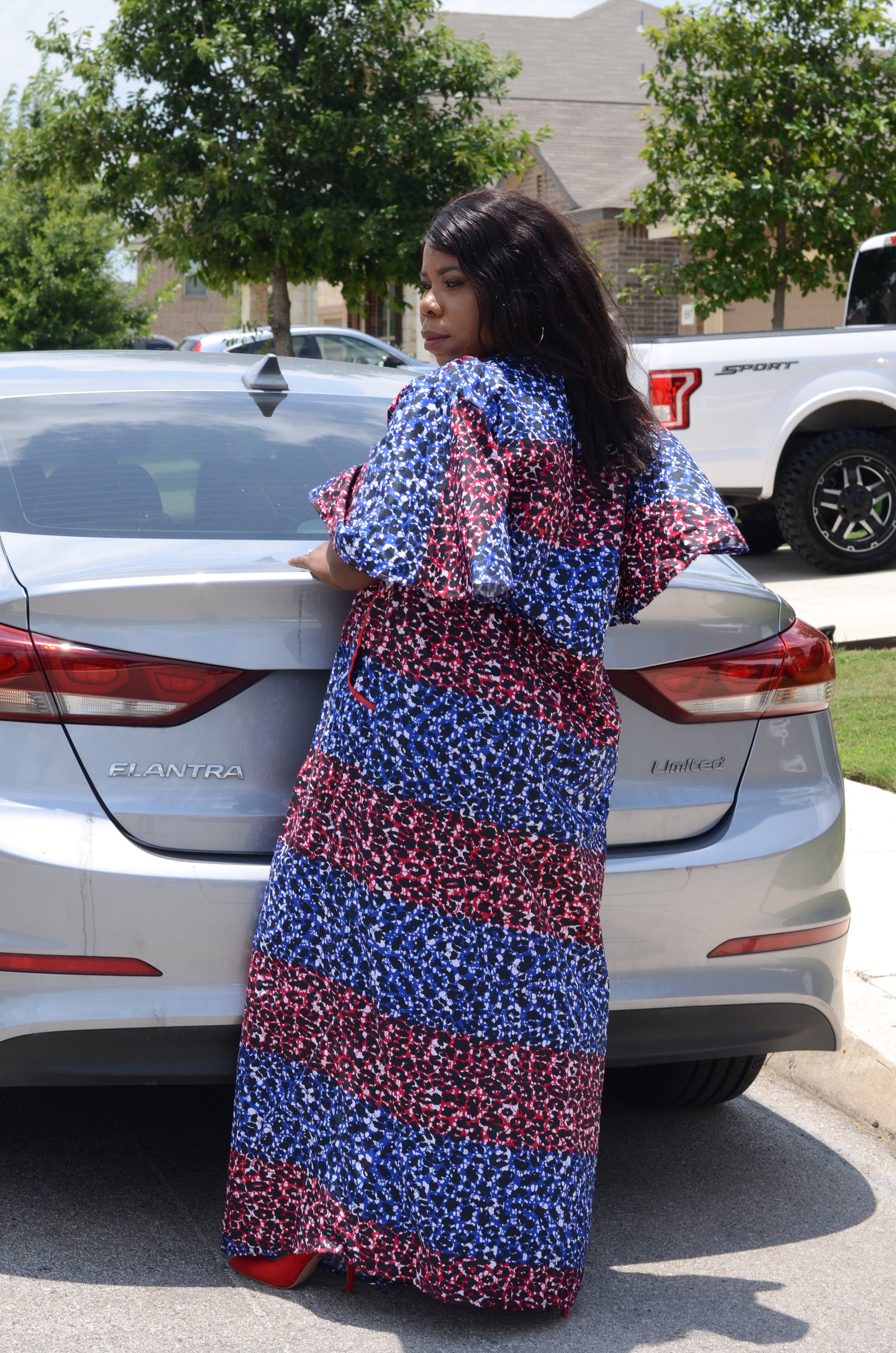 African Print Kaftan (Red/Blue)