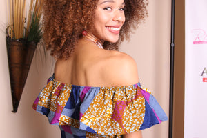 Bolaji Off Shoulder Blouse ( Pink/Blue)